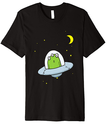 Strange Alien T-Shirt In Silly Flying Saucer