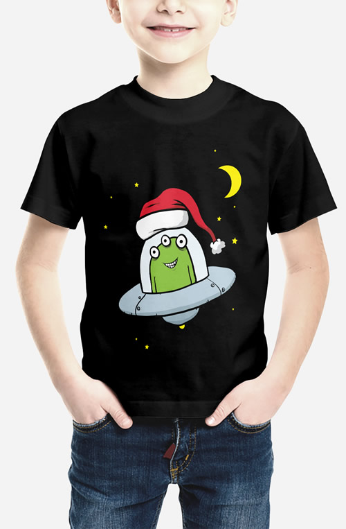 Kids UFO Alien Christmas T-Shirt